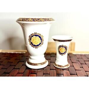 Vintage Bacchus T. Limoges Porcelain Vases Set of 2 – Cobalt Blue & Gold, France